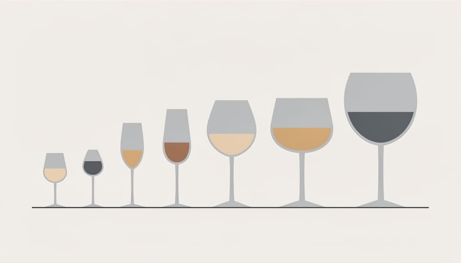 Overhead view of a tasting table with small taster glass, pint glass, and snifter showing different beer colors.